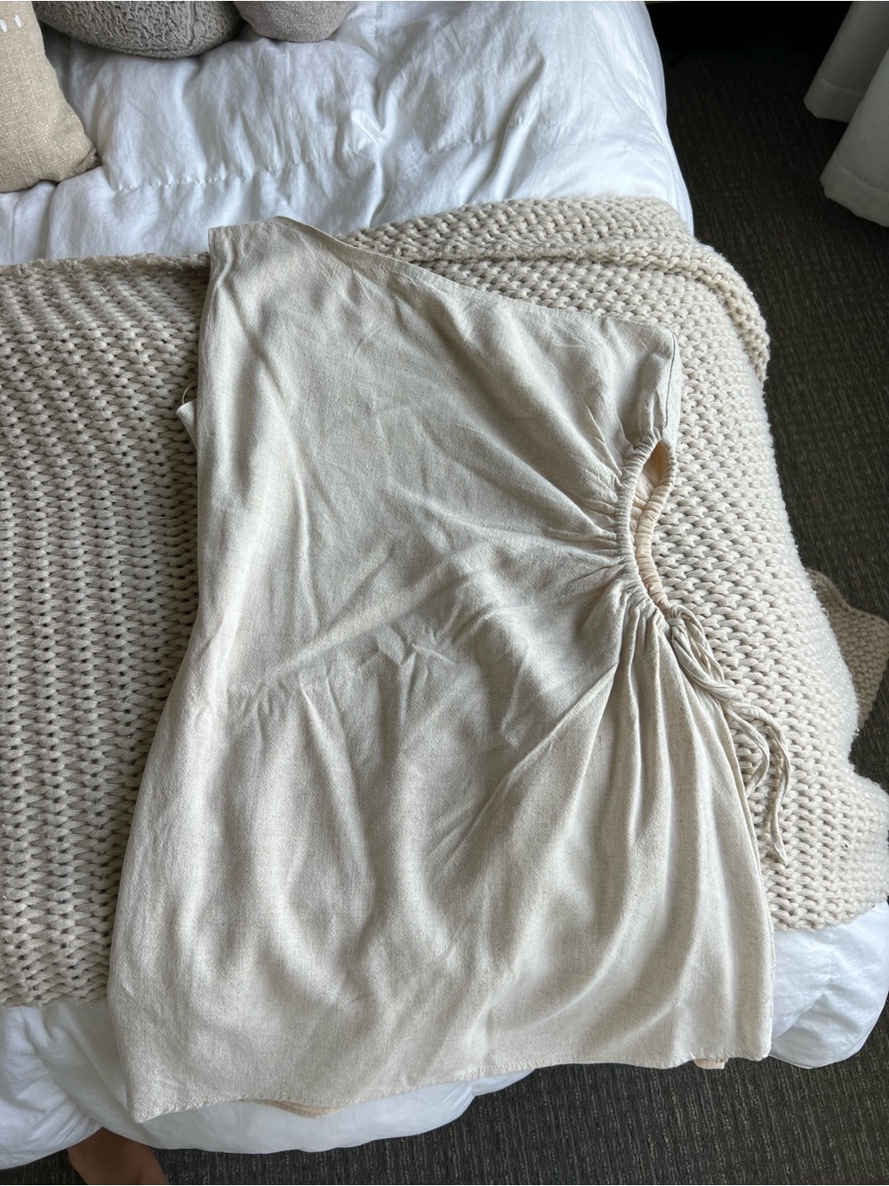 One-Shoulder Cream Women’s Dress with Side Gather